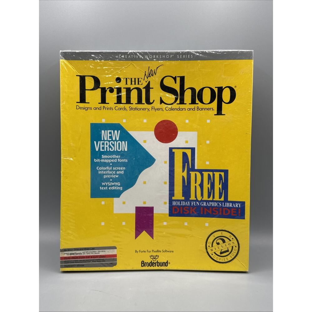 1989 The New Print Shop Computer PC 3.5" & 5.25" Broderbund IBM Sealed